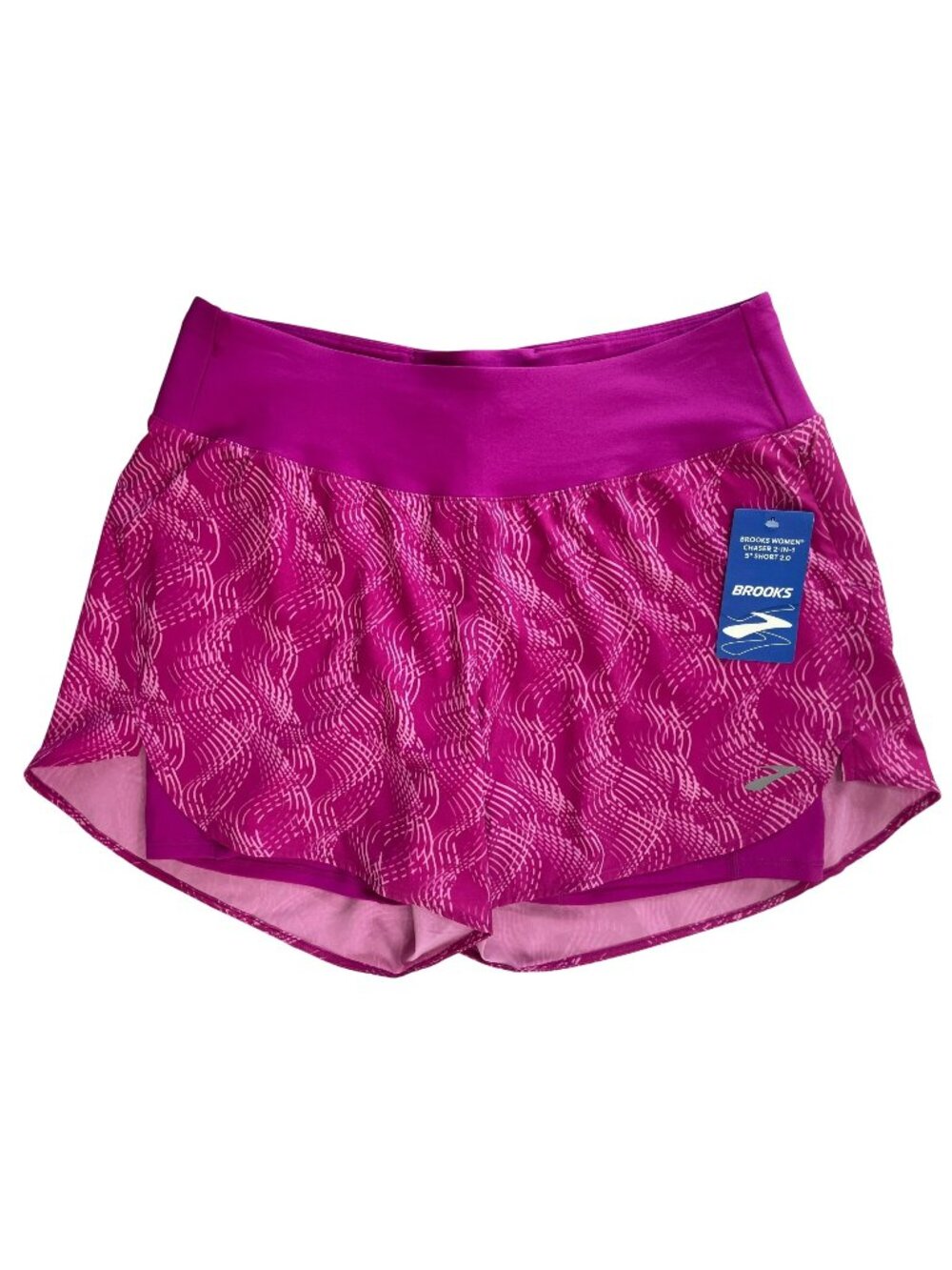 Brooks Chaser 2-In-1 5" Running Shorts Magenta Aqueous Women's Size Large NWT